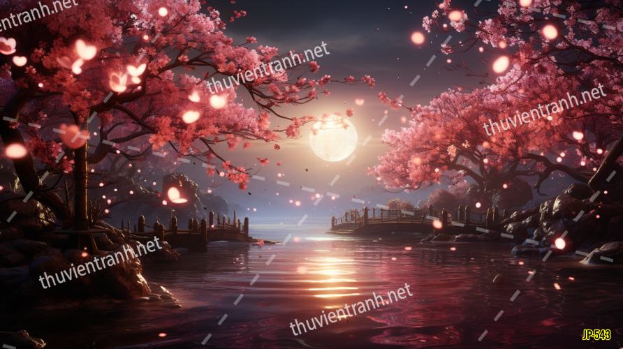 Tranh dán tường hoa anh đào-JP-543 - Tranh tường chất lượng cao